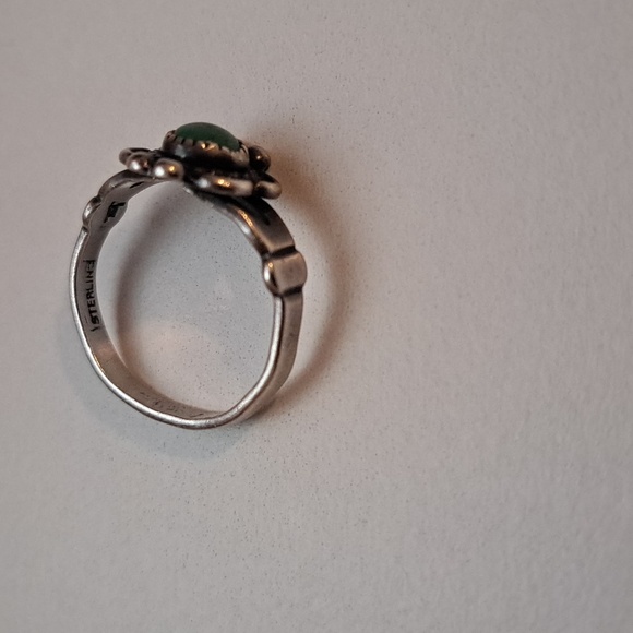 Turquoise Green Sterling Silver Stamped Native American Ring - Picture 8 of 9